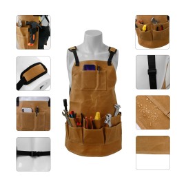 Garden Tool Apron Adjustable Waist Apron with Pockets Gardening Kit Artist Painting Waterproof Canvas Work Apron Gardening Tool Kit Holder for Women Men Art Gardening Lawn Yard Home Organizer
