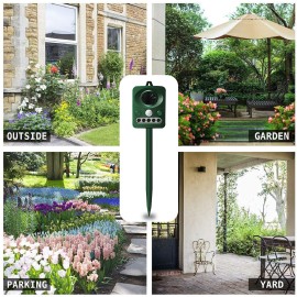 Ultrasonic Animal Repeller Solar Electronic Animal Repeller Outdoor Waterproof with Flashing LED Light USB Charging for Foxes Mice Birds Skunks