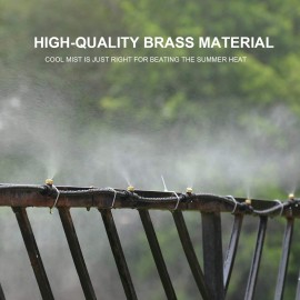 10PCS Misting Nozzles with Tees and Plug 1/4 Inch Misting Nozzles Kit Brass Mister Nozzles for Outdoor Garden Cooling Spray System
