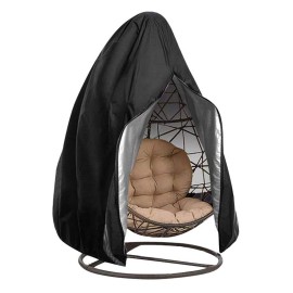 210D Hanging Egg Chair Cover Durable Lightweight Waterproof Egg Swing Chair Cover with Zipper Fits Most Outdoor Single Swing Egg Chair Dust Protector (75'' x 45'', Black)