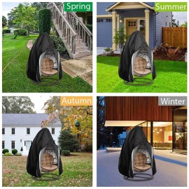 210D Hanging Egg Chair Cover Durable Lightweight Waterproof Egg Swing Chair Cover with Zipper Fits Most Outdoor Single Swing Egg Chair Dust Protector (75'' x 45'', Black)