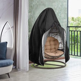 210D Hanging Egg Chair Cover Durable Lightweight Waterproof Egg Swing Chair Cover with Zipper Fits Most Outdoor Single Swing Egg Chair Dust Protector (75'' x 45'', Black)