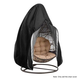 210D Hanging Egg Chair Cover Durable Lightweight Waterproof Egg Swing Chair Cover with Zipper Fits Most Outdoor Single Swing Egg Chair Dust Protector (75'' x 45'', Black)