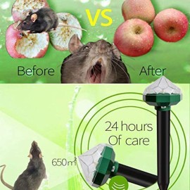 Solar Mole Repellent Ultrasonic Outdoor Waterproof Powered Vole Gopher Snake Rodent Pest Repeller Lawn Garden & Yard Home Waterproof