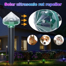 Solar Mole Repellent Ultrasonic Outdoor Waterproof Powered Vole Gopher Snake Rodent Pest Repeller Lawn Garden & Yard Home Waterproof
