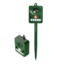 Ultrasonic Animal Repeller Solar USB Charging Electronic Animal Repeller Outdoor Waterproof with Flashing LED Light  for Foxes Birds Dogs