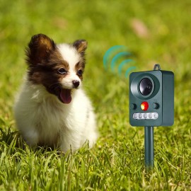 Ultrasonic Animal Repeller Solar USB Charging Electronic Animal Repeller Outdoor Waterproof with Flashing LED Light  for Foxes Birds Dogs