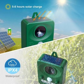 Ultrasonic Animal Repeller Solar USB Charging Electronic Animal Repeller Outdoor Waterproof with Flashing LED Light  for Foxes Birds Dogs