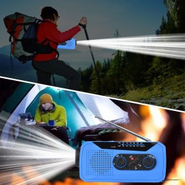 Wind Up Solar Radio Emergency Solar Radio Crank Powered Radio with Rechargeable Battery SOS Alarm AM/FM Bright Flashlight Headphone Jack USB Port for Outdoor Camping Hiking