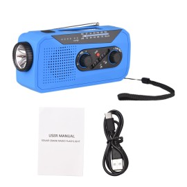 Wind Up Solar Radio Emergency Solar Radio Crank Powered Radio with Rechargeable Battery SOS Alarm AM/FM Bright Flashlight Headphone Jack USB Port for Outdoor Camping Hiking