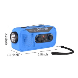 Wind Up Solar Radio Emergency Solar Radio Crank Powered Radio with Rechargeable Battery SOS Alarm AM/FM Bright Flashlight Headphone Jack USB Port for Outdoor Camping Hiking