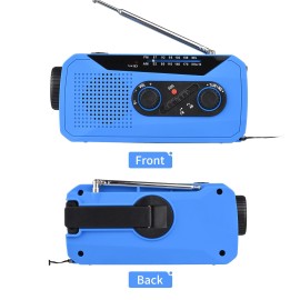 Wind Up Solar Radio Emergency Solar Radio Crank Powered Radio with Rechargeable Battery SOS Alarm AM/FM Bright Flashlight Headphone Jack USB Port for Outdoor Camping Hiking