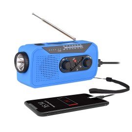 Wind Up Solar Radio Emergency Solar Radio Crank Powered Radio with Rechargeable Battery SOS Alarm AM/FM Bright Flashlight Headphone Jack USB Port for Outdoor Camping Hiking