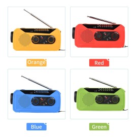 Wind Up Solar Radio Emergency Solar Radio Crank Powered Radio with Rechargeable Battery SOS Alarm AM/FM Bright Flashlight Headphone Jack USB Port for Outdoor Camping Hiking
