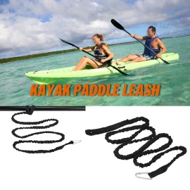 1.5M Elastic Kayak Paddle Leash Fishing Rod Leash Safety Rope Cord with Carabiner Rowing Boat Canoe Accessories