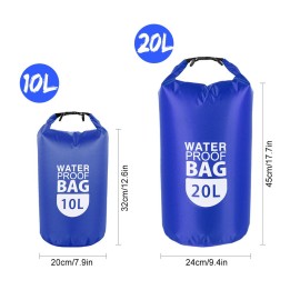 PVC Dry Waterproof Floating Bag Roll Top Dry Bag 10L/20L Water Sports Storage Bag Lightweight Dry Sack