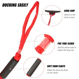 Bungee Boat Dock Line 5ft Stretched Length PP Docking Lines Mooring Rope Boat Accessories for Boat Kayak Canoe