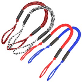 Bungee Boat Dock Line 5ft Stretched Length PP Docking Lines Mooring Rope Boat Accessories for Boat Kayak Canoe