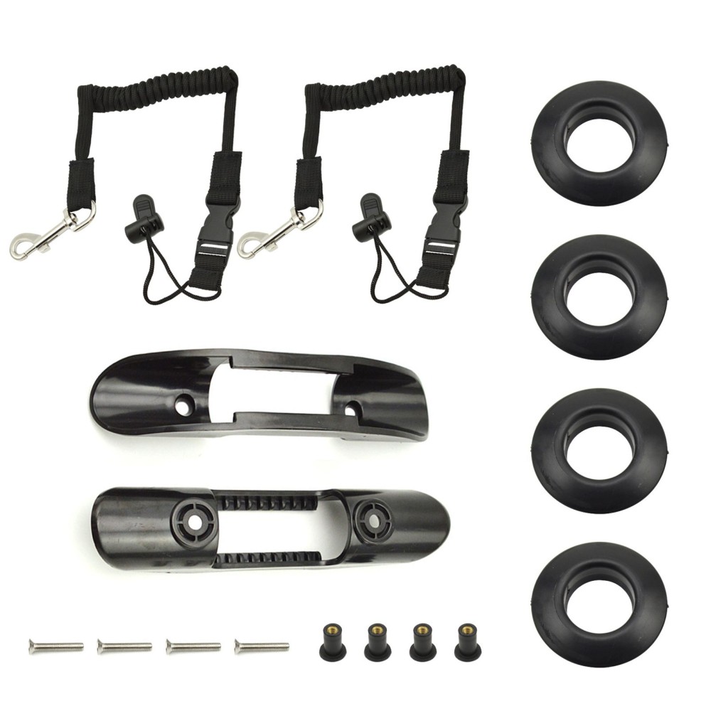 4 PCS Kayak Paddle Holder Clips with Adjustable Kayak Safety Paddle Leashes with 4 PCS Kayak Paddle Drip Rings Universal Kayak Boat Accessories