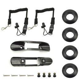 4 PCS Kayak Paddle Holder Clips with Adjustable Kayak Safety Paddle Leashes with 4 PCS Kayak Paddle Drip Rings Universal Kayak Boat Accessories