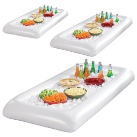 Inflatable Ice Serving Buffet Bar with Drain Plug Salad Drinks Cooler Food Fruit Containers Floating Tray BBQ Picnic Pool Party Supplies Inflatable Cooler