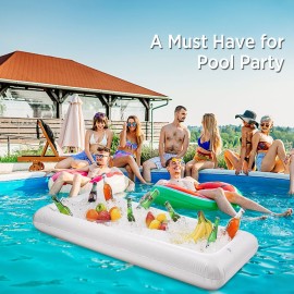 Inflatable Ice Serving Buffet Bar with Drain Plug Salad Drinks Cooler Food Fruit Containers Floating Tray BBQ Picnic Pool Party Supplies Inflatable Cooler