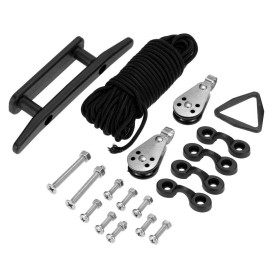Kayak Anchor Trolley Kit with ​​​​​​​Tri-grip Rivets O-ring Cleat Rope Pad Eyes Pulleys Lashing Triangle Screws for Kayak Canoes Boat Anchoring