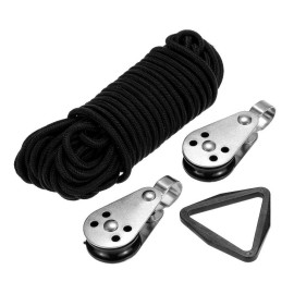 Kayak Anchor Trolley Kit with ​​​​​​​Tri-grip Rivets O-ring Cleat Rope Pad Eyes Pulleys Lashing Triangle Screws for Kayak Canoes Boat Anchoring