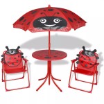  3 Piece Kids' Garden Bistro Set with Parasol Red