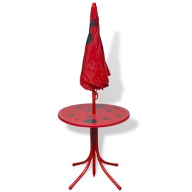  3 Piece Kids' Garden Bistro Set with Parasol Red