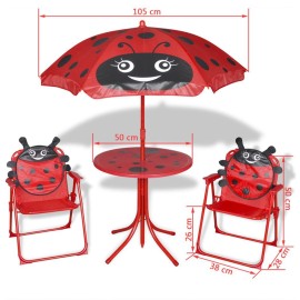  3 Piece Kids' Garden Bistro Set with Parasol Red