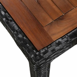  7 Piece Outdoor Dining Set Poly Rattan and Acacia Wood Black