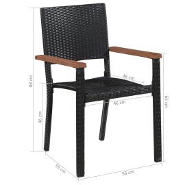  7 Piece Outdoor Dining Set Poly Rattan and Acacia Wood Black