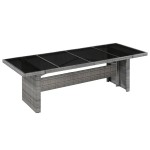  Garden Table 240x90x74 cm Poly Rattan and Glass