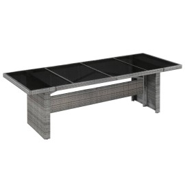  Garden Table 240x90x74 cm Poly Rattan and Glass