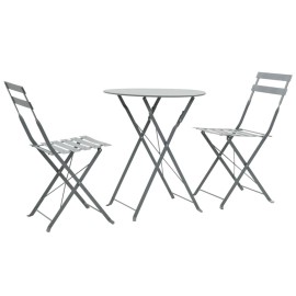  3 Piece Bistro Set Steel Grey