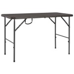  Folding Garden Table Brown 120x60x74 cm HDPE Rattan Look