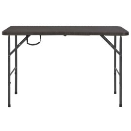  Folding Garden Table Brown 120x60x74 cm HDPE Rattan Look