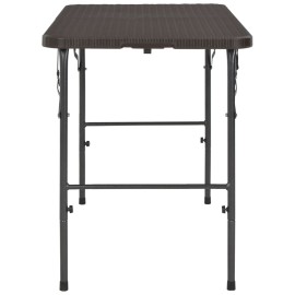  Folding Garden Table Brown 120x60x74 cm HDPE Rattan Look