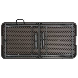  Folding Garden Table Brown 120x60x74 cm HDPE Rattan Look