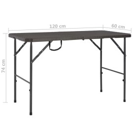  Folding Garden Table Brown 120x60x74 cm HDPE Rattan Look