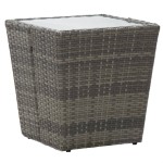  Tea Table Grey 41.5x41.5x43 cm Poly Rattan and Tempered Glass
