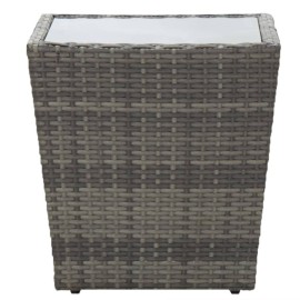  Tea Table Grey 41.5x41.5x43 cm Poly Rattan and Tempered Glass