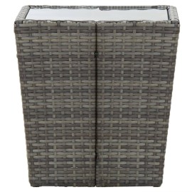  Tea Table Grey 41.5x41.5x43 cm Poly Rattan and Tempered Glass