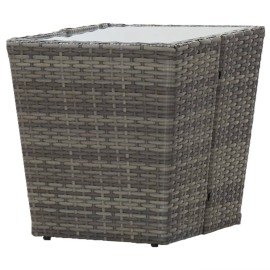  Tea Table Grey 41.5x41.5x43 cm Poly Rattan and Tempered Glass