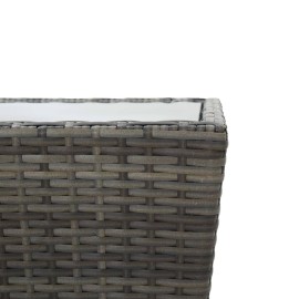  Tea Table Grey 41.5x41.5x43 cm Poly Rattan and Tempered Glass
