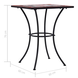 Mosaic Bistro Table Terracotta and White 60 cm Ceramic