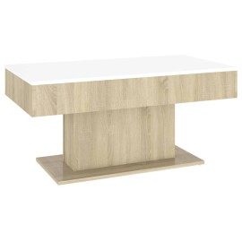 Coffee Table White and Sonoma Oak 96x50x45 cm Chipboard