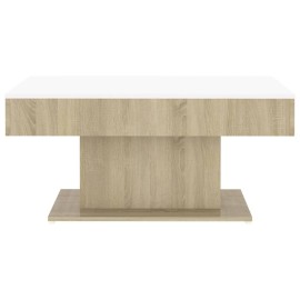 Coffee Table White and Sonoma Oak 96x50x45 cm Chipboard