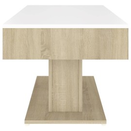 Coffee Table White and Sonoma Oak 96x50x45 cm Chipboard